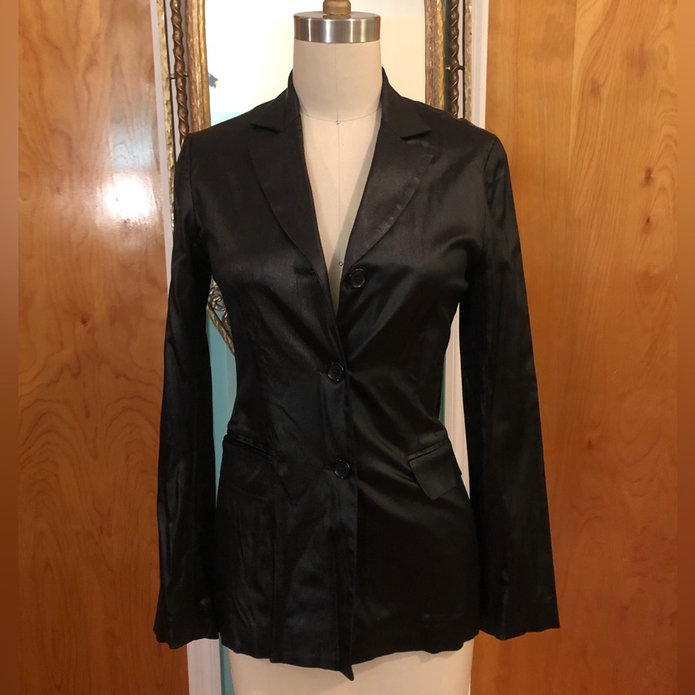 Club Monaco black satin lightweight blazer, size 2- small